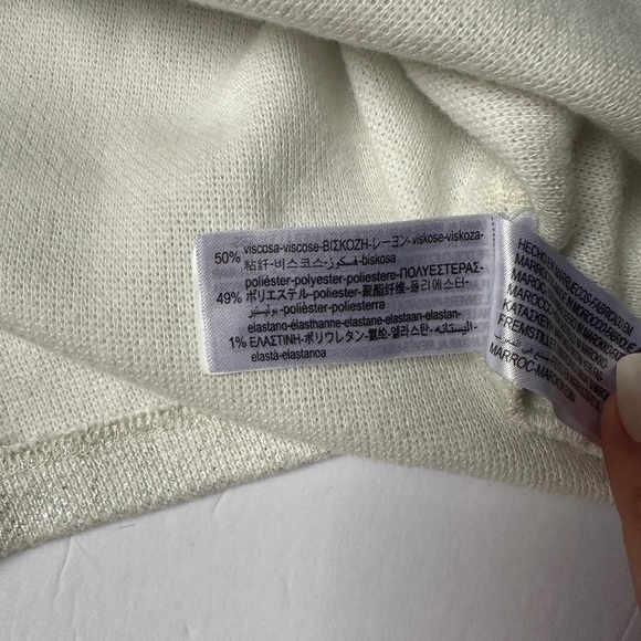 Zara Glitter Textured Wide-Leg pants Medium and sweater Larger Set White Women's - Picture 8 of 16